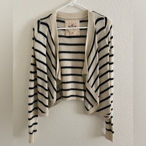 Hollister ivory/navy striped asymmetrical cardigan
